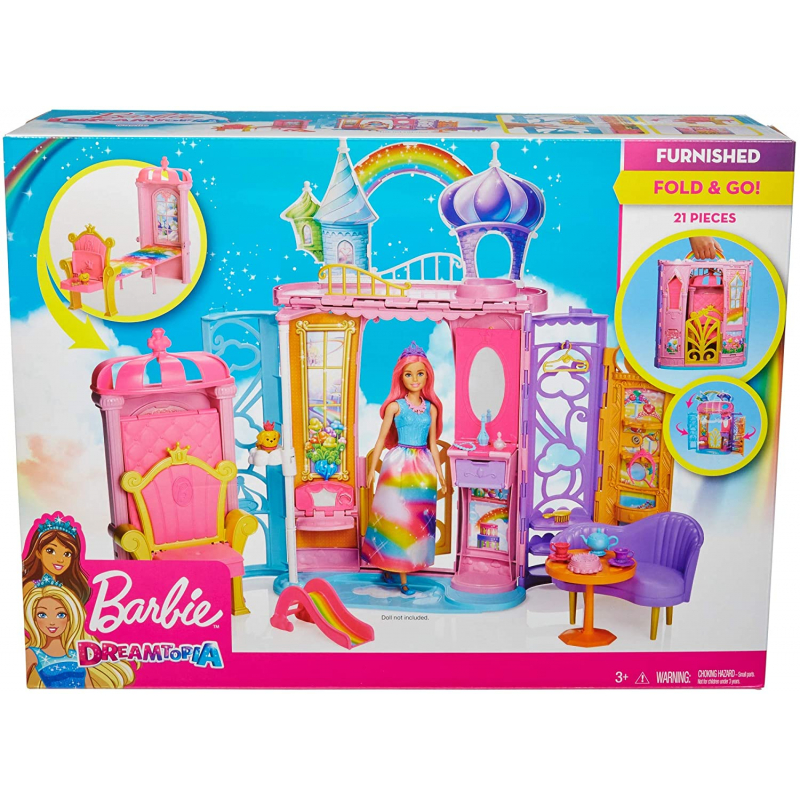 Playset Barbie Château Arc-en-Ciel transportable - Accessoire poupée